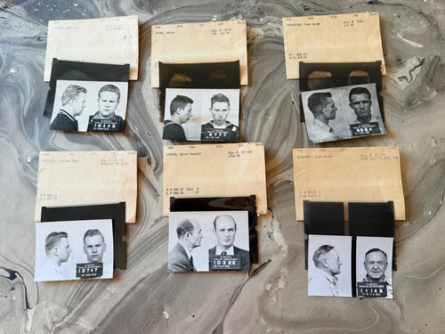 SIX 1950s MUG SHOTS ALAMEDA POLICE CRIMINAL BOOKING PHOTOS  WITH NEGATIVES