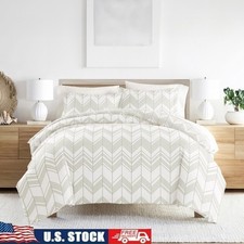 Light Gray Chevron Duvet Cover Set King 3 Piece Microfiber Soft Hypoallergenic