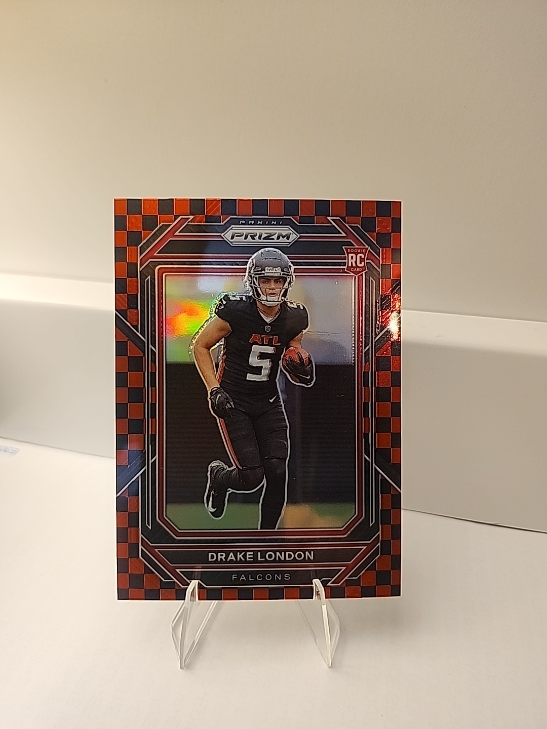 2022 Prizm Red & Black Checker Board Drake London Rookie RC #308