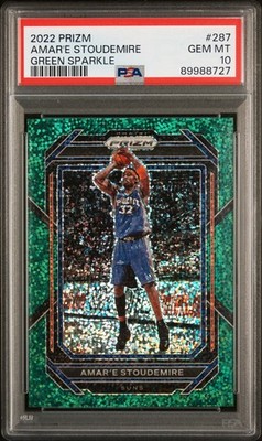 2022-23 Prizm Amare Stoudemire Prizm Green Sparkle /8 PSA 10 Suns 1/8 Suns