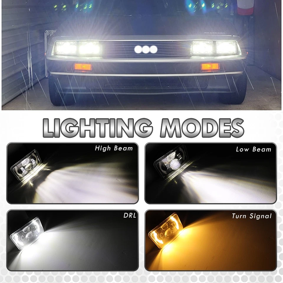 4 PIEZAS Faros LED de haz alto/bajo DRL para Isuzu NQR NPR NPR-HD 4x6"" Foto 3 de 4
