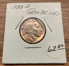 1938 D BUFFALO NICKEL Gem Brilliant Uncirculated (BU) visible toning petina