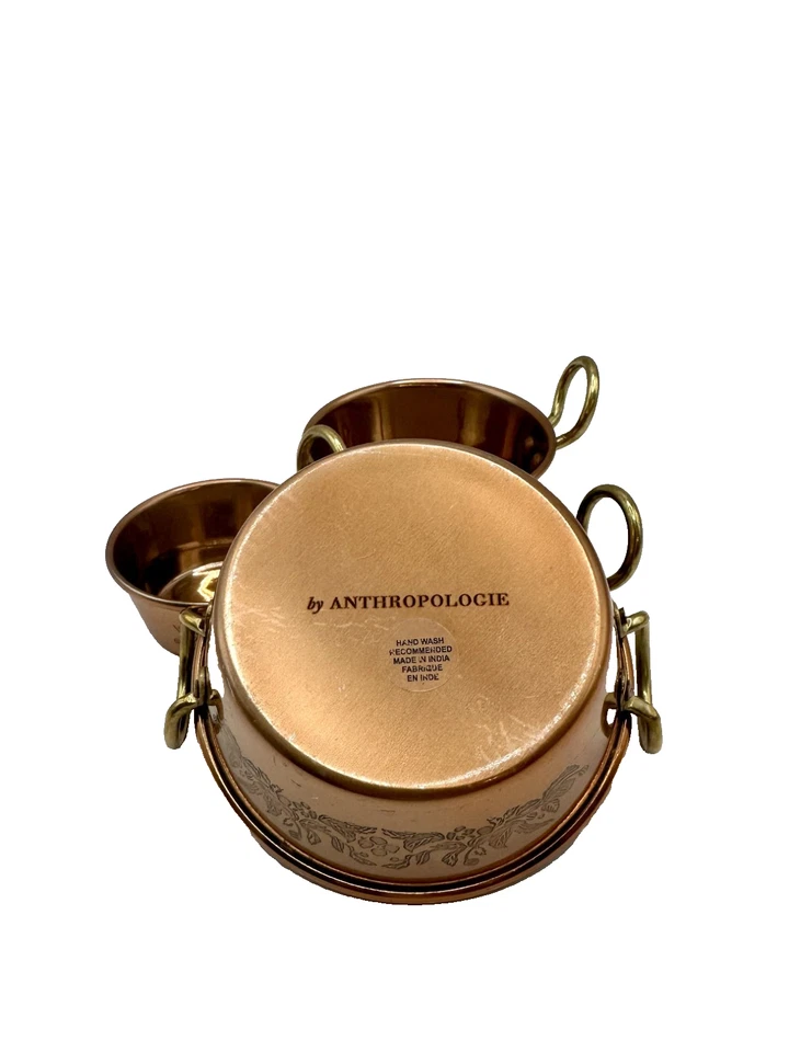 COPOS MEDIDORES DE COBRE FOLHAGEM ANTHROPOLOGIE (4) -NOVO NA CAIXA - ADICIONE UMA PITADA DE CLASSE! - Imagem 2 de 2