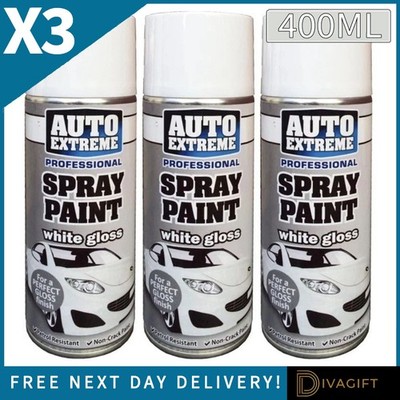 3 x WEISS GLANZ FINISH SPRAY LACK 400ML AEROSOL FÜR AUTO METALL HOLZ KUNSTSTOFF NEU