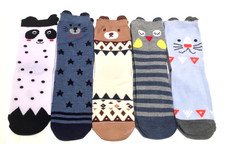 5 pairs of children boys socks animal socks with ears stockings trainer 22-34 k79