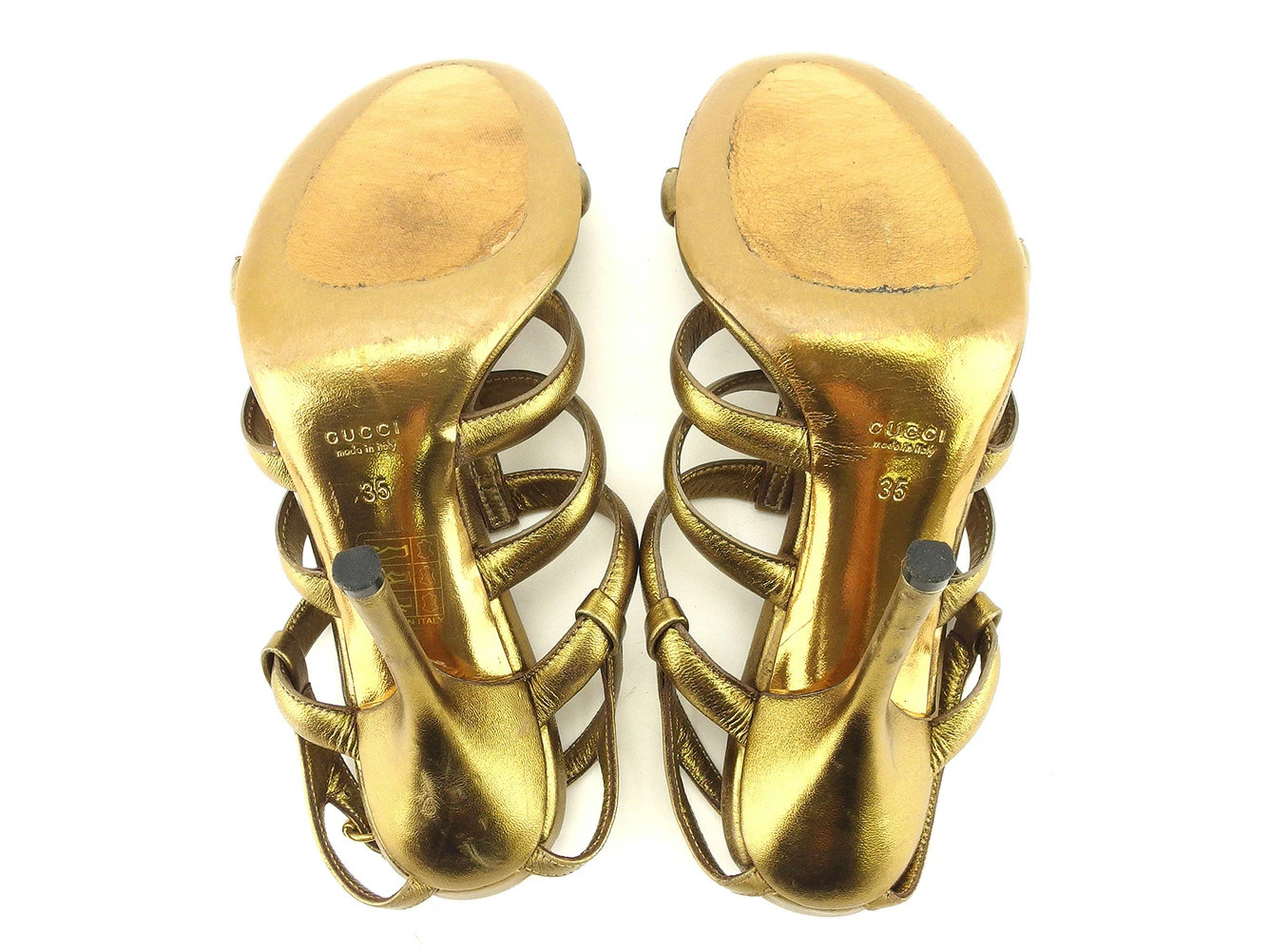 GUCCI Sandals Shoes #35 Pin Heel Gladiator GSeries Leather GUCCI t5124s Brand Hi thumbnail 6