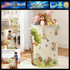 Oval Neutral Classic Winnie Bear Baby Laundry Basket Hamper for Nursery