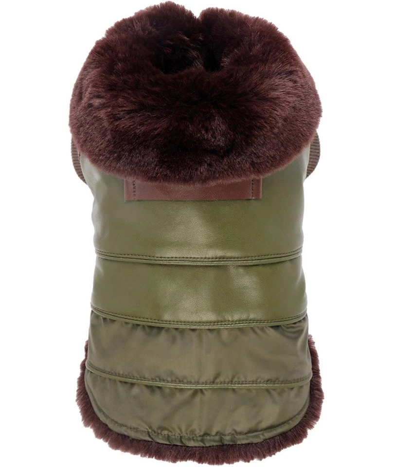 Veste matelassée imperméable en nylon et simili cuir Modèle Oak pour chiens Croc - Photo 1/1