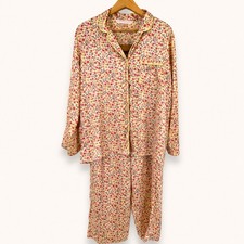 Vintage 90s Victoria's Secret Small Yellow Floral Satin Pajama Set Ditzy Cottage