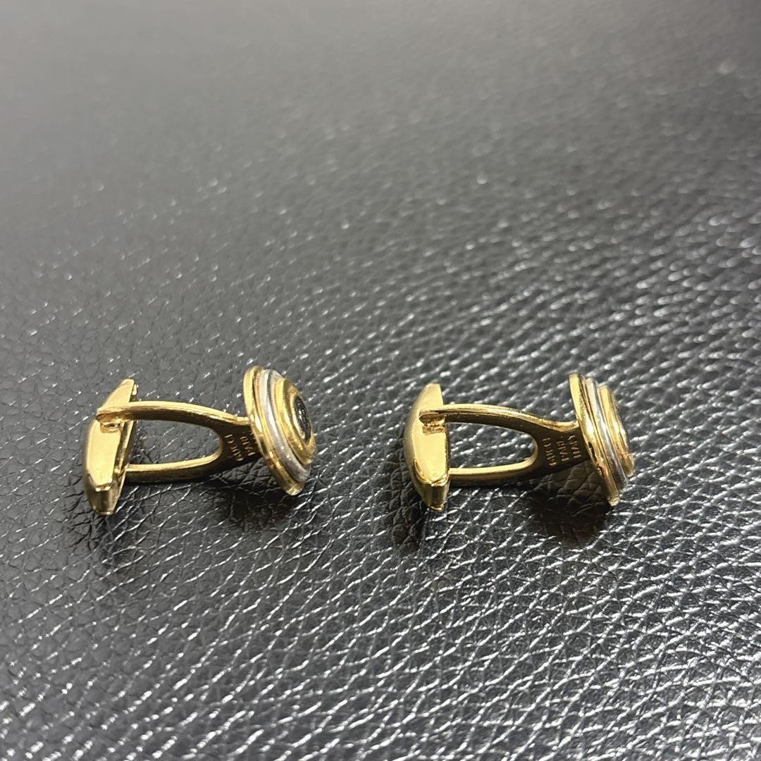 Gucci Cufflinks Interlocking Gg Logo Engraved Gold - image 3