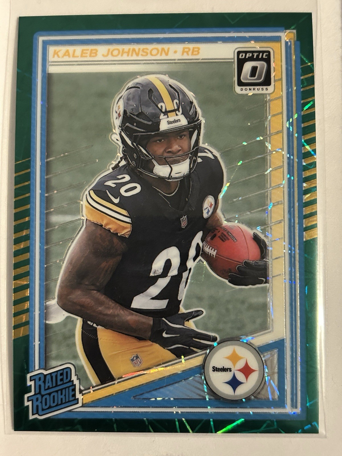 2025 Panini Donruss Optic - Rated Rookie Kaleb Johnson #232 Green Velocity Prizm