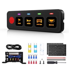 MICTUNING Slim 4 Gang Switch Panel ON/OFF LED Circuit Control Box Marine Car 12V
