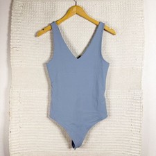 ABERCROMBIE gray v-neck Soft A F sleeveless bodysuit NEW MEDIUM