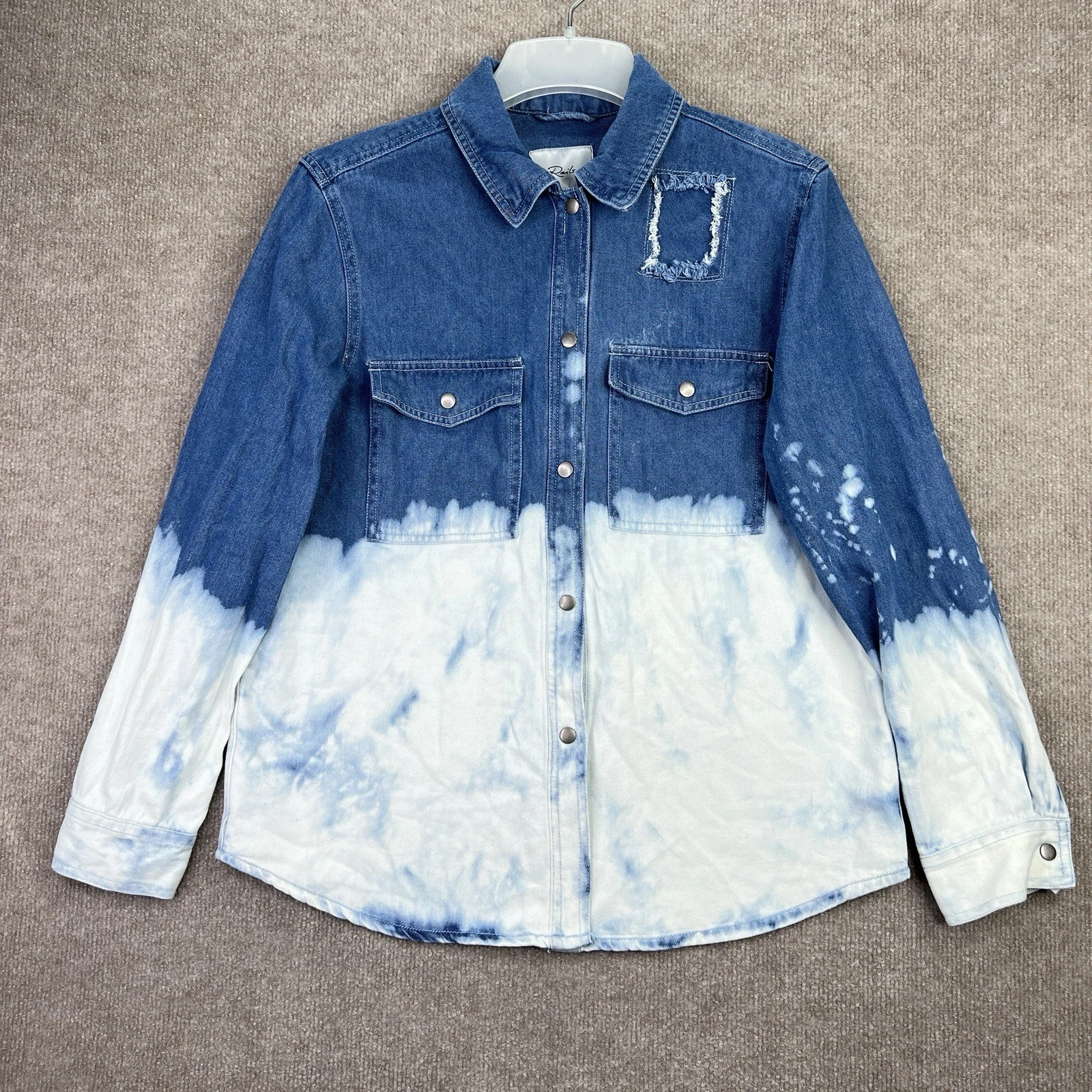 Rails Womens Turner Button Up Shirt M Bleached Denim Cotton Tencel Classic