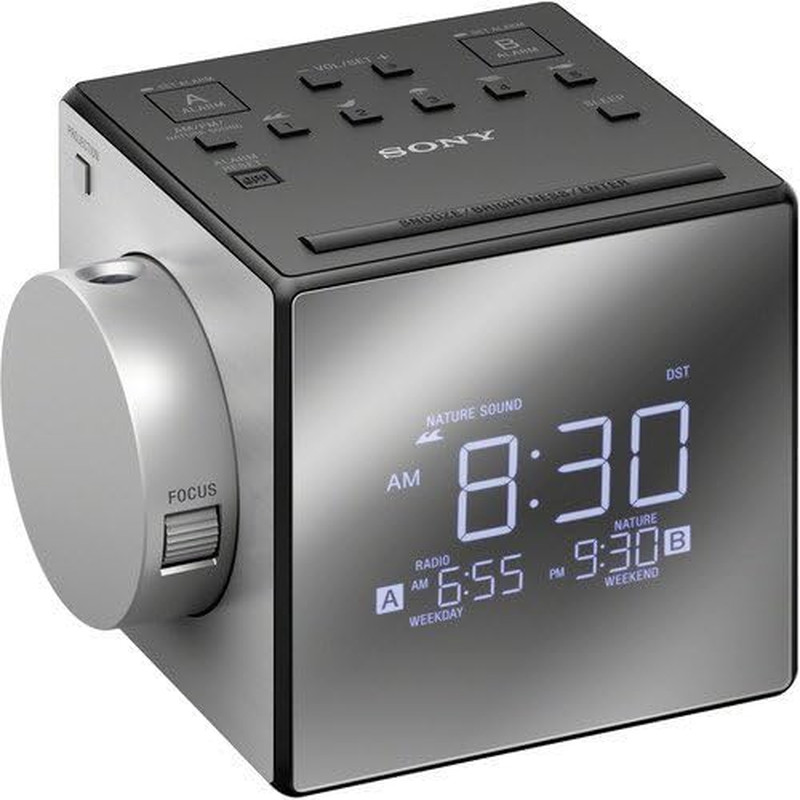 Sony Compact AM/FM Dual Alarm Clock Radio with Large LED Display plus 6Ft Aux Ca