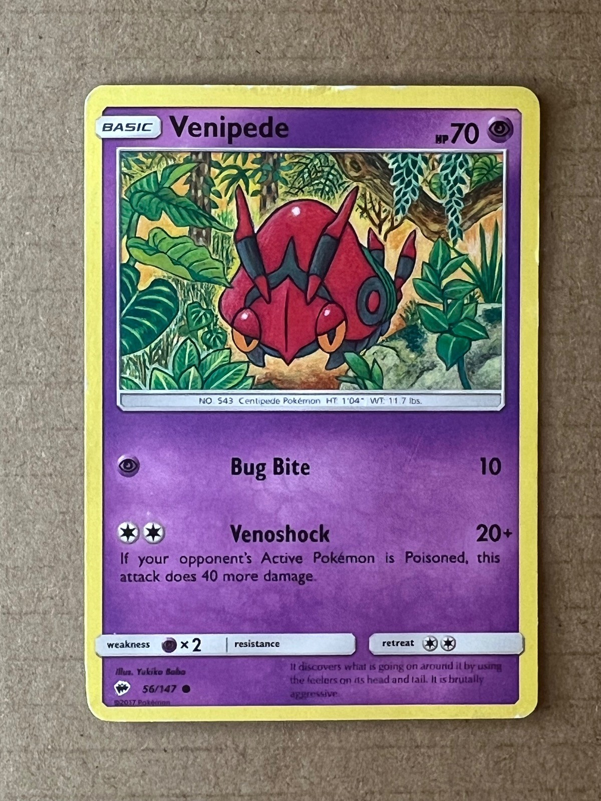 VENIPEDE 56/147 COMMON BURNING SHADOWS POKEMON LIGHTLY PLAYED