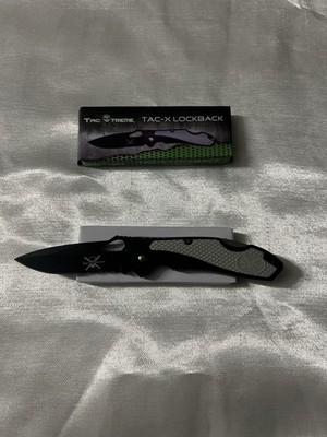 Black/Grey Composite Lockback Folder pocket knife stainless steel blade 