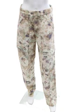 Isabel Marant Etoile Womens Tie Dye High Rise Cargo Jeans Multicolor Size 36