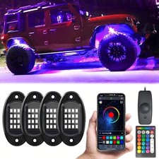 RGB LED Rock Lights for Trucks Rock Lights with App/Remote 4 Pods