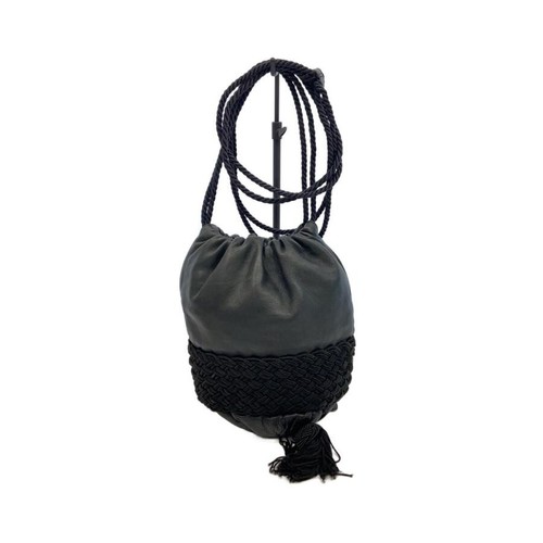 LOEWE Black Leather Shoulder Bag Women Crossbody Mini Auth