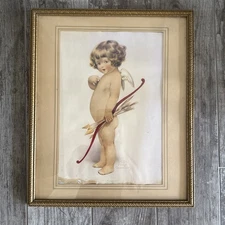 Bessie Pease Gutmann Gold Framed “Cupid, It’s me” 21”x15” Vintage