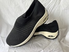 Air Cushion Women 8.5 Walking Shoes Hypersoft Black Pull-On No Slip Sneaker