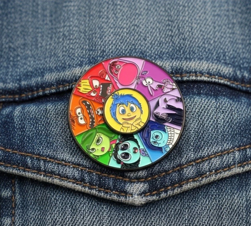 Inside Out Spinning Enamel Pin -Disney Pixar Emotions Novelty Accessory NEW