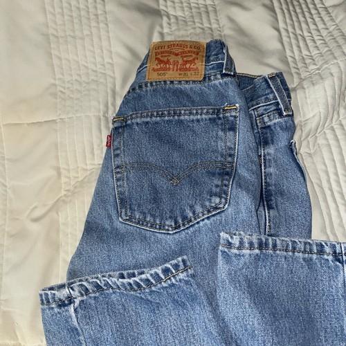 2000'S Levi's 505 Regular Fit Straight Leg Tapered Denim Pants, Made in USA, Men's Size W30 cotton blue type Vintage Second Hand