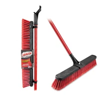 Libman High Power Multi-Surface Push Broom 24 Red & Black Steel Handle