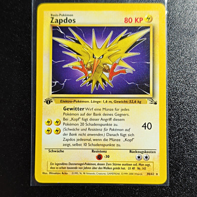 Wizards of the Coast Pokémon TCG Zapdos KP 80 30/62 Deutsch Fossil 1. Auflage