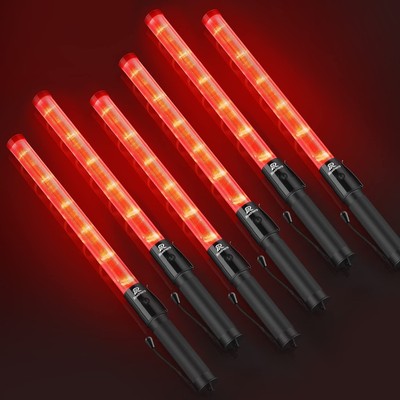 6 Pack Traffic Wand, 21 Inch Led Traffic Control Baton, Safety Light Wands wi...
