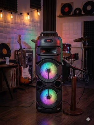 Seranova Home ZQS2801 HiFi Party-Lautsprecher (2x8'', 40W) mit RGB & Mikrofon
