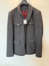 John Varvatos Star USA Luxe Pinstripe Wool Jacket Gray Medium NWT $498 MSRP