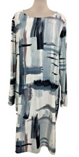 David Jones Women's Dress Size M Ivory Patterned Jersey Long Sleeves Used