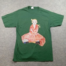 Port & Company Shirt Mens Medium Green Graphic Art Girl Illustration Tee