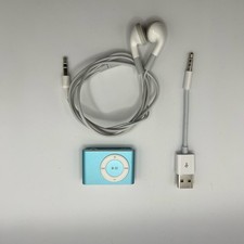 Apple iPod Shuffle 2nd Generation Blue 1GB MP3 Player Bundle Tested Working