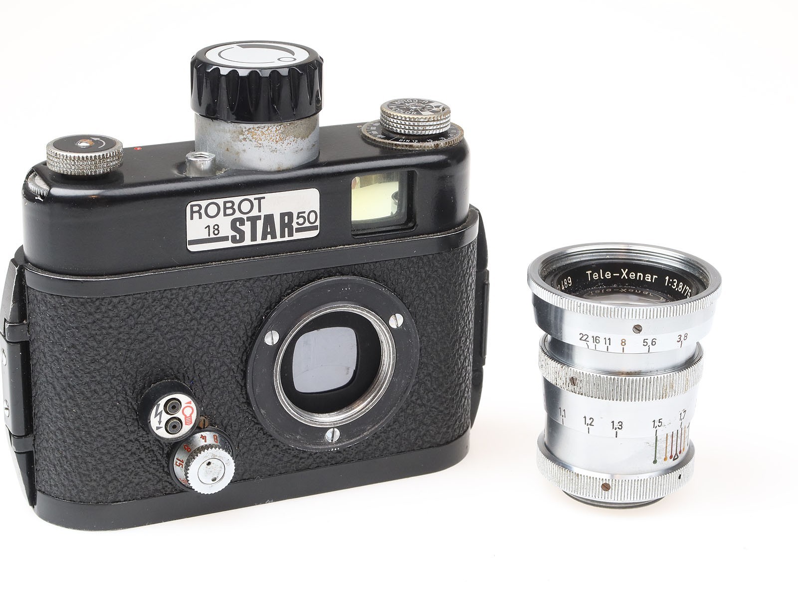 Robot I8 Star 50 Kamera Tele Xenar 75mm f3.8 Objektiv RARE german Police 97699