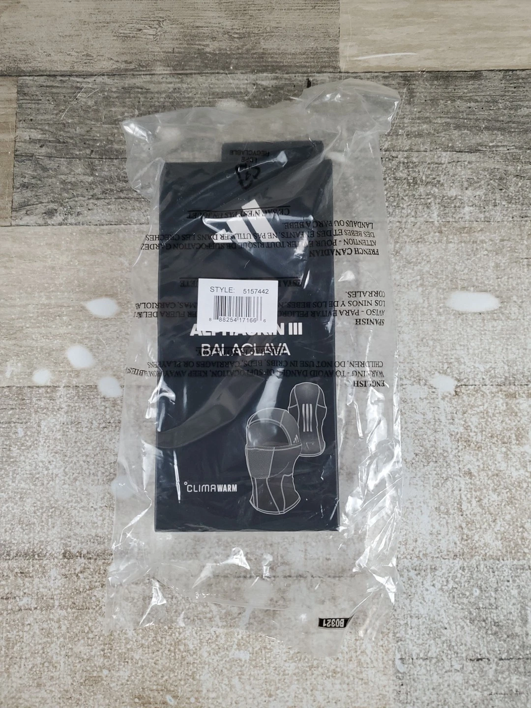 adidas Alphaskin 3 Balaclava One Size Black Reflective Hood Ski Mask