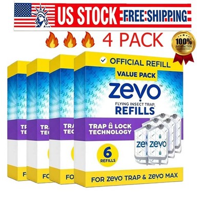 2 Pcs Zevo Flying Insect Trap Refill Cartridges Easy to Use 12 Refill Cartridges