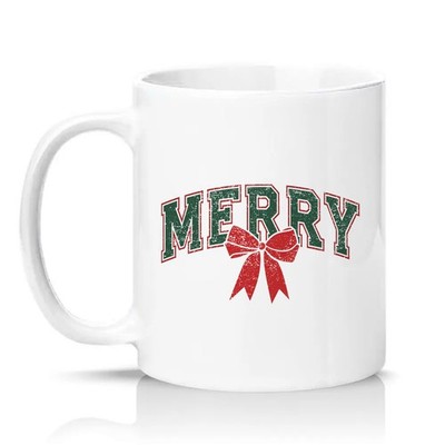 Merry Womens 11 Unzen Keramiktasse Festliche Schleife Weihnachtsgeschenk