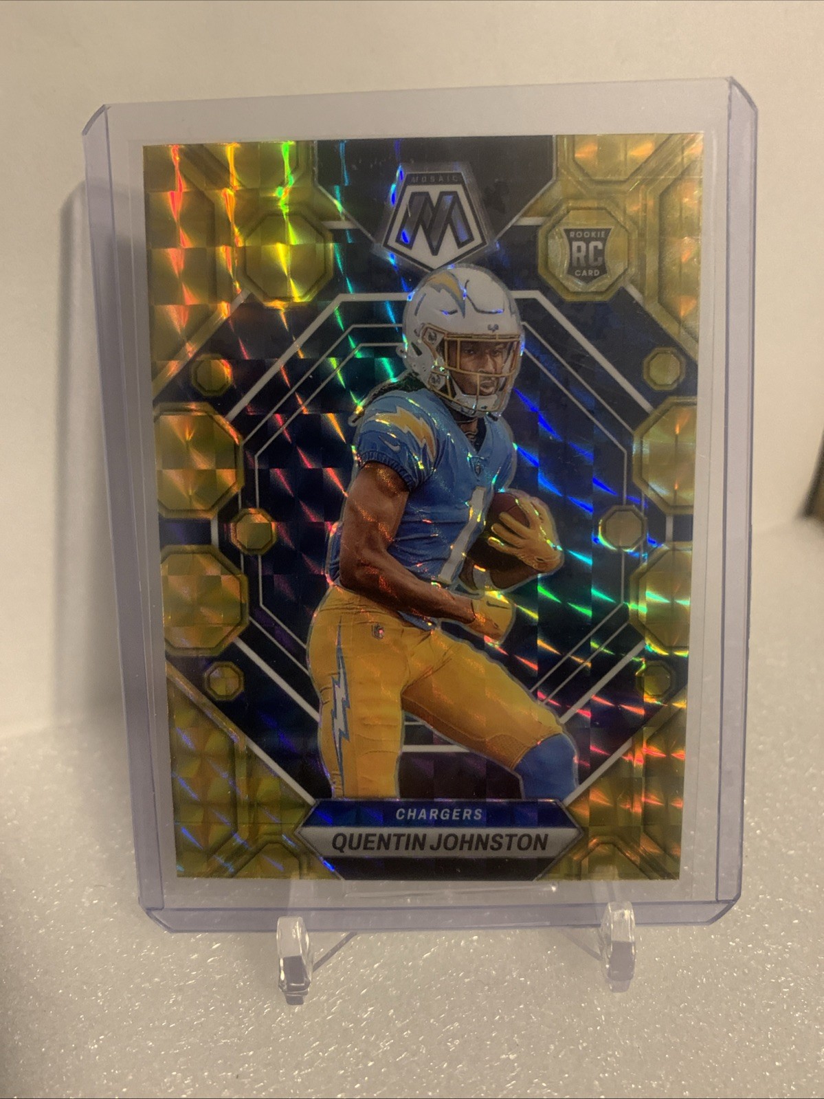 2023 Panini Mosaic Quentin Johnston Chargers Reactive Yellow Prizm #356 RC