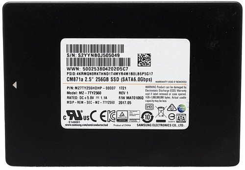 Samsung PM871a MZ-7TY2560 256GB SATA 2,5" 90-99% Health SSD
