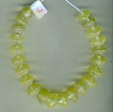 African Trade beads Vintage old glass Czech Bohemian yellow vasiline glass