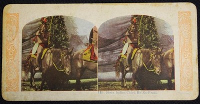 Sioux Chief He-No-Fraid Native American Image StereoS1