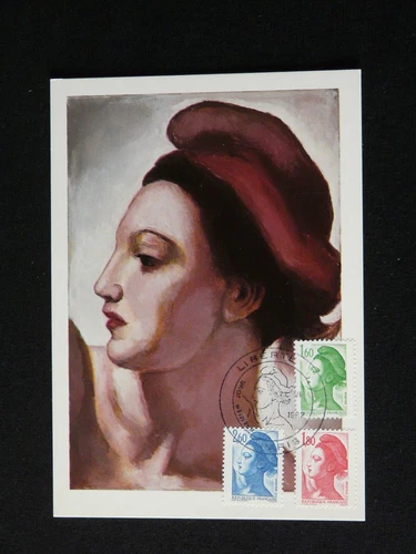 Liberté de Gandon art Eugene Delacroix painting maximum card France 1982 (1)