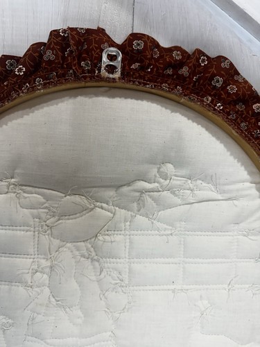 Vintage Embroidery Hoop Antique Farm Girl With Ducks 1970's Cottage Core 12.75” - Picture 12 of 15