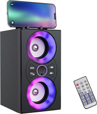 Portable Bluetooth Speaker with TWS, Lights, Remote Control and Phone Holder,Mul