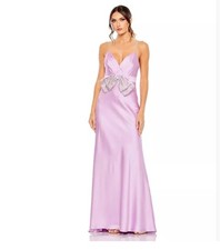 Mac Duggal Rhinestone Bow Cami Draped Trumpet Gown Dress Size 6