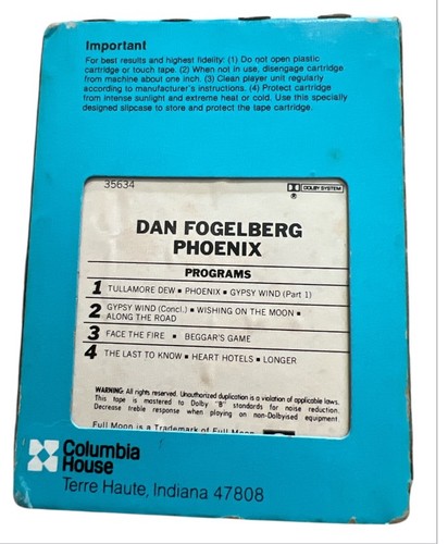 Dan Fogelberg Phoenix 8-Spur Tonband Columbia Haus Stereo Kassette mit Koffer - Bild 2 von 3