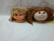 2-Cabbage Patch Doll Heads Baby Yarn Hair